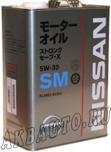 Масло моторное Nissan Strong Save X 5W30 4л синтетическое SN KLAN3-05304 купить в Москве по цене 2250 рублей - АКБАВТО