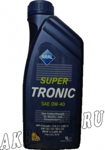 Масло моторное синтетическое Aral Super Tronic 0W40 SM/CF 1Л купить в Москве по цене 560 рублей - АКБАВТО